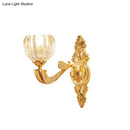 DecorBites™ Modern Beveled Crystal Dome Sconce Light Fixture: Gold 1/2-Bulb Wall Lamp for the Bedroom