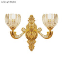 DecorBites™ Modern Beveled Crystal Dome Sconce Light Fixture: Gold 1/2-Bulb Wall Lamp for the Bedroom