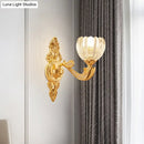 DecorBites™ Modern Beveled Crystal Dome Sconce Light Fixture: Gold 1/2-Bulb Wall Lamp for the Bedroom
