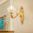 DecorBites™ Modern Beveled Crystal Dome Sconce Light Fixture: Gold 1/2-Bulb Wall Lamp for the Bedroom