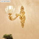 DecorBites™ Modern Beveled Crystal Dome Sconce Light Fixture: Gold 1/2-Bulb Wall Lamp for the Bedroom