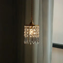 Modern crystal brass led pendant light dining room cascading beads
