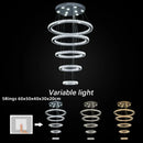 Modern crystal chrome led pendant light rings chandelier living room