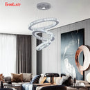 Modern crystal chrome led pendant light rings chandelier living room