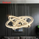 Modern crystal chrome led pendant light rings chandelier living room