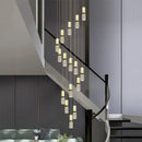 Modern crystal columnar chandelier stairwell cascading glass light