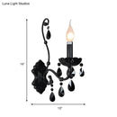 Modern crystal cone wall mount sconce in black for living room