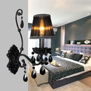 Modern crystal cone wall mount sconce in black for living room