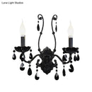 Modern crystal cone wall mount sconce in black for living room