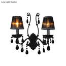 Modern crystal cone wall mount sconce in black for living room