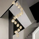 Modern crystal double story led ring chandelier living room light