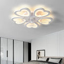 Modern crystal flower ceiling fan lights bedroom dimmable fixture