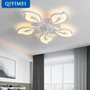 Modern crystal flower ceiling fan lights bedroom dimmable fixture