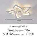 Modern crystal flower ceiling fan lights bedroom dimmable fixture