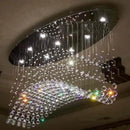Modern crystal flush mount chandelier living room oval lighting fixture