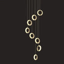 Modern crystal gold led chandelier dining room ring pendant light