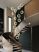 Modern crystal gold led chandelier dining room ring pendant light