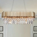 Modern crystal gold metal led pendant lights dining room rectangular