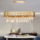 Modern crystal gold metal led pendant lights dining room rectangular