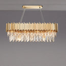 Modern crystal gold metal led pendant lights dining room rectangular