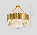 Modern crystal gold metal led pendant lights dining room rectangular