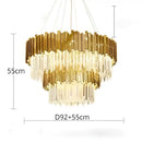 Modern crystal gold metal led pendant lights dining room rectangular