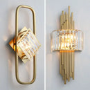 Modern crystal gold wall lamp bedroom sconce with glass shade