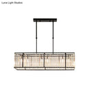 DecorBites™ Modern Restaurant Pendant Lamp: 3/4-Bulb Hanging Island Light with Crystal Rectangle Shade in Black/Gold