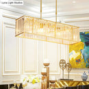 DecorBites™ Modern Restaurant Pendant Lamp: 3/4-Bulb Hanging Island Light with Crystal Rectangle Shade in Black/Gold