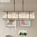 DecorBites™ Modern Restaurant Pendant Lamp: 3/4-Bulb Hanging Island Light with Crystal Rectangle Shade in Black/Gold