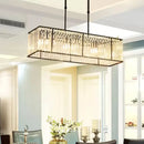 DecorBites™ Modern Restaurant Pendant Lamp: 3/4-Bulb Hanging Island Light with Crystal Rectangle Shade in Black/Gold
