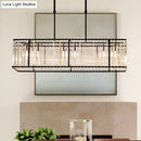 DecorBites™ Modern Restaurant Pendant Lamp: 3/4-Bulb Hanging Island Light with Crystal Rectangle Shade in Black/Gold