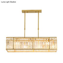 DecorBites™ Modern Restaurant Pendant Lamp: 3/4-Bulb Hanging Island Light with Crystal Rectangle Shade in Black/Gold