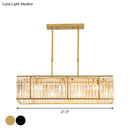 DecorBites™ Modern Restaurant Pendant Lamp: 3/4-Bulb Hanging Island Light with Crystal Rectangle Shade in Black/Gold