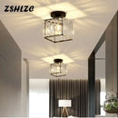 Modern crystal led ceiling light black cube fixture for kitchen