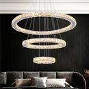 Modern crystal led pendant double ring chandelier dining room