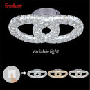 Modern crystal led square chandelier living room chrome light