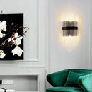Modern crystal prism wall sconce living room light metal square backplate