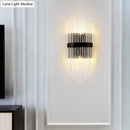 Modern crystal prism wall sconce living room light metal square backplate
