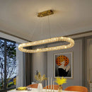 Modern crystal ring ceiling light for dining room dimmable gold led