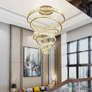 Modern crystal ring led chandelier dining room spiral lighting