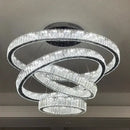 Modern crystal ring led chandelier dining room spiral lighting