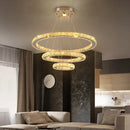 Modern crystal rings led pendant light dining room chandelier