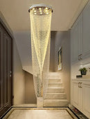 Modern crystal rotating chandelier living room cascading light