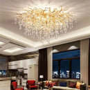 Modern crystal teardrop gold chandelier for elegant living room
