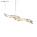 Modern curved led silver crystal pendant – dining room ceiling light