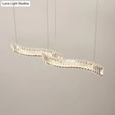 Modern curved led silver crystal pendant – dining room ceiling light