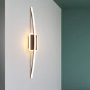 Modern curved linear gold & coffee led wall sconce dining room