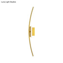 Modern curved linear gold & coffee led wall sconce dining room