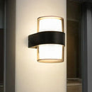 Modern cylindrical black led wall light garden frosted glass sconce